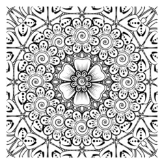 Mehndi flower for henna, mehndi, tattoo, decoration. Decorative ornament in ethnic oriental style, doodle ornament, outline hand draw. Coloring book page.