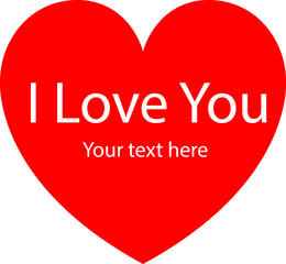 Text on a red heart, Love vector flat I love you heart icon. heart design Vector illustration