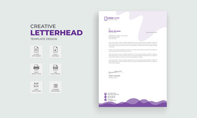 Creative Letterhead Template Design. Business Letterhead Design Vector Template.