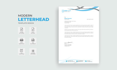 Modern Letterhead Template Design. Company Letterhead Vector Design Template. 