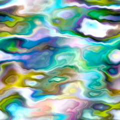 Bright marbled painterly abstract beach wear pattern. Seamless summer fashion organic clothing fluid ink design swatch. 