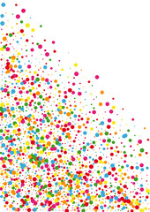 Red Confetti Splash Illustration. Dot Square Texture. Multicolored Carnaval Round. Yellow Blast Circle Background.