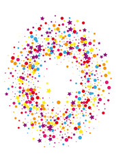 Blue Wallpaper Dot Illustration. Happy Star Background. Yellow Confetti Cartoon Decoration. Ribbon Circle Decoration.