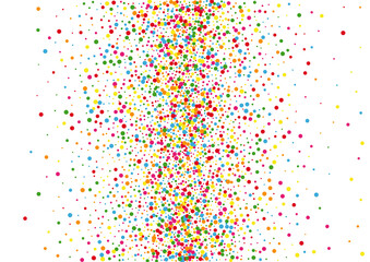 Multicolored Confetti Party Texture. Circle Circular Background. Yellow Bold Dot. Orange Pastel Round Illustration.
