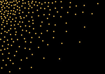 Gradient Bright Glitter Design. Party Confetti Particles. Yellow Dot Space Background. Birthday Circle Illustration. Gold Anniversary Frame.