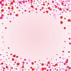 Purple Heart Background Pink Vector. Amour Pattern Confetti. Red Color Illustration. Pinkish Heart Design Texture. Tender Bright Backdrop.