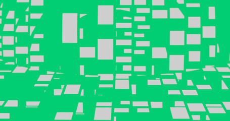 Render with green background and gray rectangles, soft focus