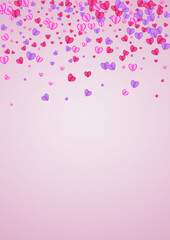 Pinkish Heart Background Pink Vector. Romance Illustration Confetti. Tender Celebration Pattern. Violet Confetti Gift Texture. Fond Happy Frame.