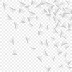 Grizzly Triangle Background Transparent Vector. Fractal Effect Card. Silver Modern Illustration. Element Elegant. Greyscale Triangular Tile.