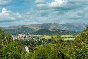 View over Stirling with the Wallace Monument and Ochil Hills in the background