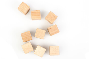 Wooden cubes on a white background