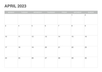 calendar april 2023, start monday