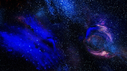 Fototapeta na wymiar Night landscape with colorful Milky Way background