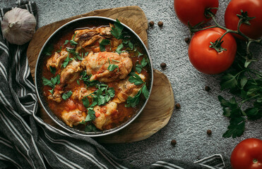 chicken soup with tomatoes. national Georgian cuisine