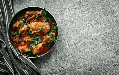 chicken soup with tomatoes. national Georgian cuisine