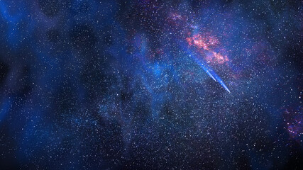 Fototapeta na wymiar Night landscape with colorful Milky Way background