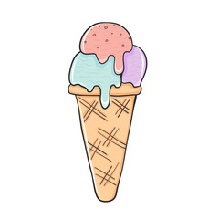 berry fruit ice cream in waffer cone
