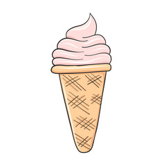 vanilla ice cream in waffer cone
