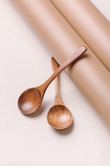 Two wooden spoons for soup or porridge. Handmade eco kitchen utensils. Spoon for cooking