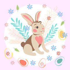 Easter bunny and decor elements