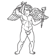 Ancient greek cupid winged goddess illustration
