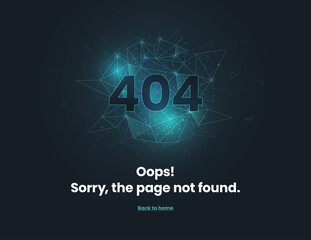 Abstract digital network connection 404 error page template. - obrazy, fototapety, plakaty