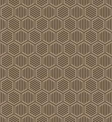 Fototapeta premium BEIGE VECTOR SEAMLESS BACKGROUND WITH BROWN HEXAGONS