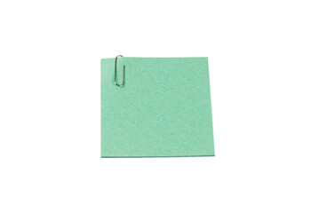 A sticker and a paper clip isolated on a white background