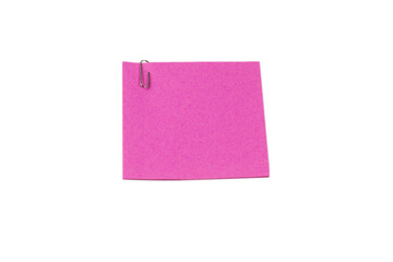 A sticker and a paper clip isolated on a white background