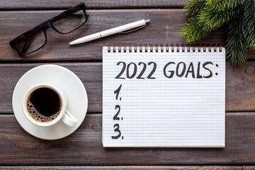 New year beginning solution goals concept - hand writing text, top view