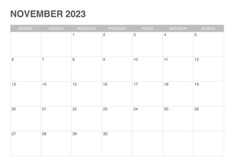 calendar November 2023, simple design