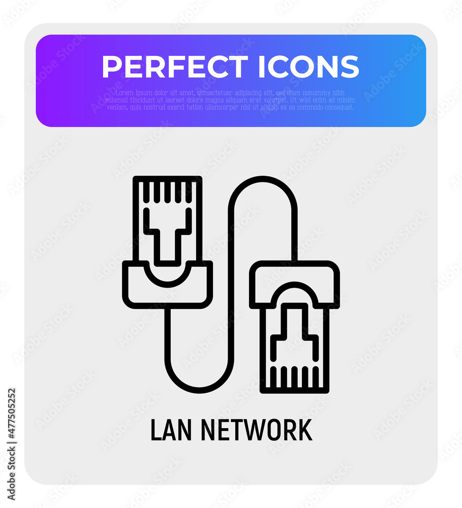 Poster patch cable thin line icon. modern vector illustration of lan network.