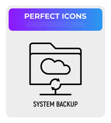 System backup in cloud service thin line icon. Modern vector illustration.