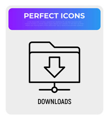 Download symbol. Thin line icon. Vector illustration.