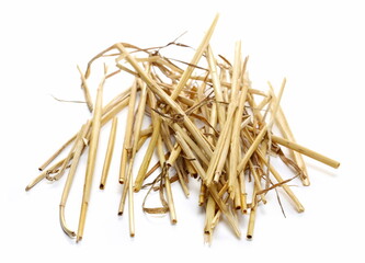 Pile straw isolated on white background and texture