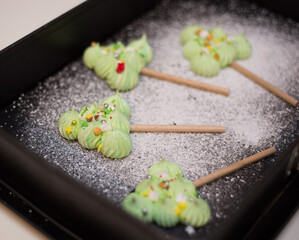 Christmas sweet colored pavlova meringues 