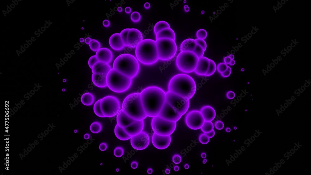 Poster animation of bacteria under microscope. design. microbes or infected cells under microscope. round i
