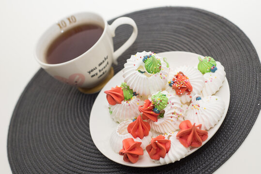 Hand-made pavlova meringues. Natural, colorful and tasty.