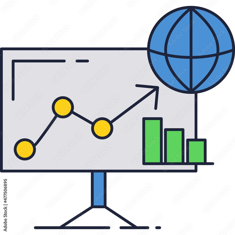 Poster business training icon vector computer with graph