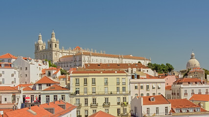 Graca church and houses on a hill in the city of Lisbon, Portugal
