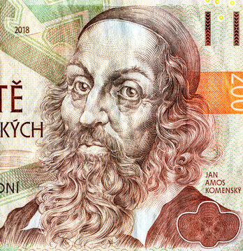 John Amos Comenius portrait from Czech money