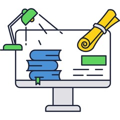 Online education and graduation vector flat icon