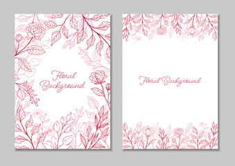 Set of Floral Background with Vector Illustrations