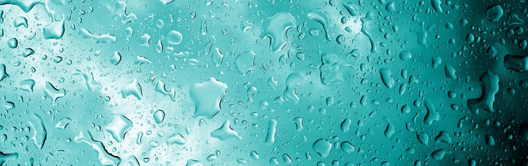 Banner, Hintergrund und Textur in Blau und Türkis	, Wassertropfen, Regentropfen