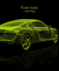 Naklejka premium Art car model on a black background. 3d render