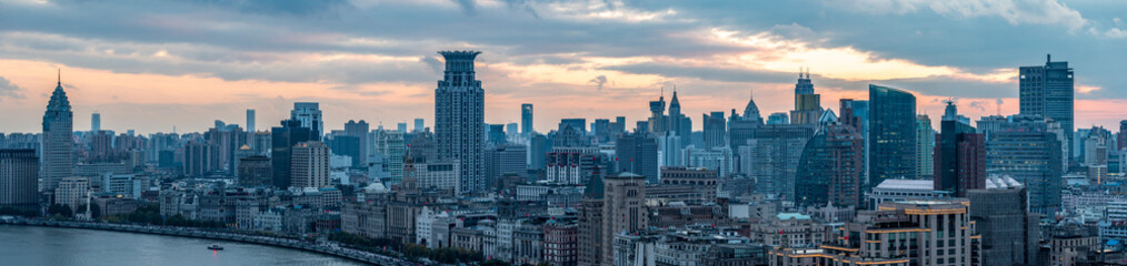 Fototapeta Shanghai skyline panorama at sunset, China obraz