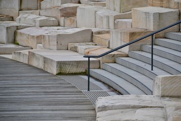Sandstone steps and amphitheater with railing in Sydney