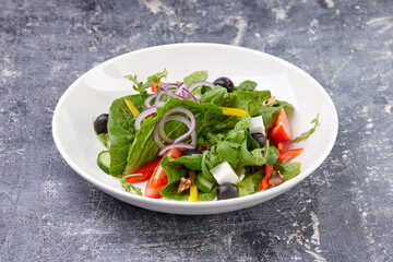 greek salad on the white plate
