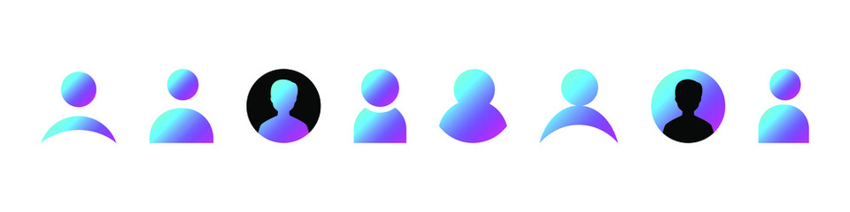 Big set of user icons. Custom silhouette symbol for your website design, logo, app, UI. Modern user icons in trendy gradient style isolated on white background. Vector EPS 10
