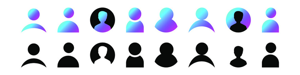 Big set of user icons. Custom silhouette symbol for your website design, logo, app, UI. Modern user icons in trendy gradient style isolated on white background. Vector EPS 10